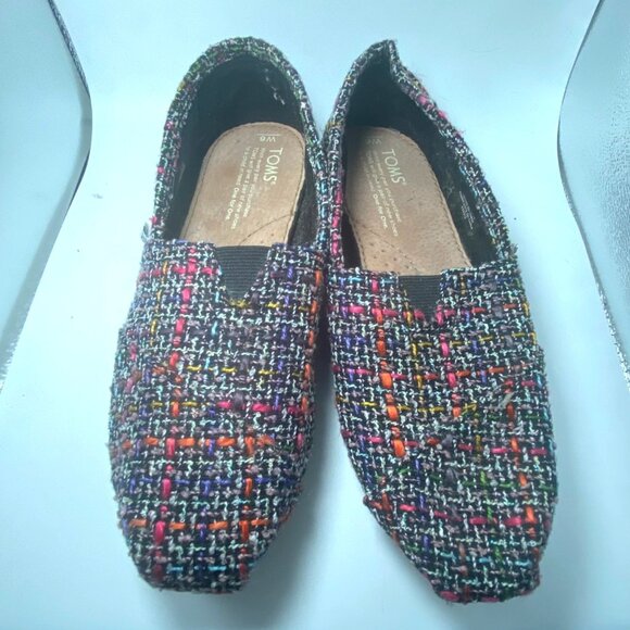 Toms Womens Multicolor Tweed Slip-On Shoes Size 6 Casual Loafers - Picture 3 of 4